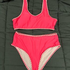 SHEIN Pink Bikini with White Trim